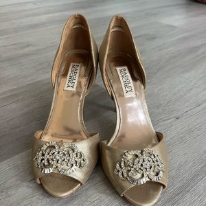 Badgley Mischka Gold D’orsay Heel Sandals in Size 7